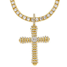 Load image into Gallery viewer, Original Western Trend Cross Pendant Cuban Chain(Gold Rhinestone chain) - Mega Discount Store Ghana