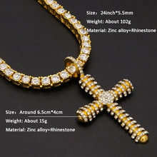 Load image into Gallery viewer, Original Western Trend Cross Pendant Cuban Chain(Gold Rhinestone chain) - Mega Discount Store Ghana