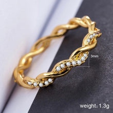 Load image into Gallery viewer, Simple Stylish Ladies Full Rhinestone Twist Modelling Ring (Gold) - Mega Discount Store Ghana