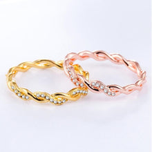 Load image into Gallery viewer, Simple Stylish Ladies Full Rhinestone Twist Modelling Ring (Gold) - Mega Discount Store Ghana