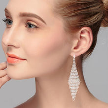 Load image into Gallery viewer, Fashion Queen Temperament Rhombus Mesh Earrings(Silver) - Mega Discount Store Ghana