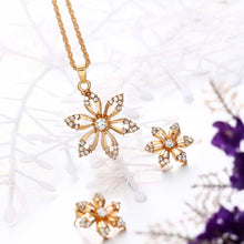 Load image into Gallery viewer, Diamond-shape Flower Bridal Necklace Earrings Three-piece(Gold) - Mega Discount Store Ghana