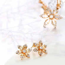 Load image into Gallery viewer, Diamond-shape Flower Bridal Necklace Earrings Three-piece(Gold) - Mega Discount Store Ghana