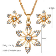 Load image into Gallery viewer, Diamond-shape Flower Bridal Necklace Earrings Three-piece(Gold) - Mega Discount Store Ghana
