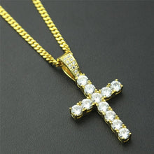 Load image into Gallery viewer, Hip Hop Claw Set Premium Zircon Cross Pendant Necklace(Gold) - Mega Discount Store Ghana
