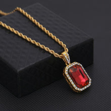 Load image into Gallery viewer, Hip Hop Mini Rhinestone Colorful Pendant Twist Necklace (Gold and Red) - Mega Discount Store Ghana
