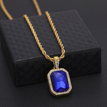 Load image into Gallery viewer, Hip Hop Mini Rhinestone Colorful Pendant Twist Necklace (Gold and Blue) - Mega Discount Store Ghana