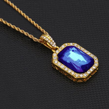 Load image into Gallery viewer, Hip Hop Mini Rhinestone Colorful Pendant Twist Necklace (Gold and Blue) - Mega Discount Store Ghana