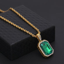 Load image into Gallery viewer, Hip Hop Mini Rhinestone Colorful Pendant Twist Necklace (Gold and Green) - Mega Discount Store Ghana