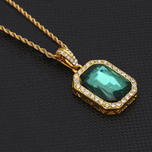 Load image into Gallery viewer, Hip Hop Mini Rhinestone Colorful Pendant Twist Necklace (Gold and Green) - Mega Discount Store Ghana
