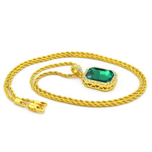 Load image into Gallery viewer, Hip Hop Mini Rhinestone Colorful Pendant Twist Necklace (Gold and Green) - Mega Discount Store Ghana
