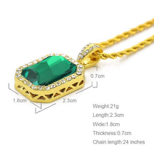 Load image into Gallery viewer, Hip Hop Mini Rhinestone Colorful Pendant Twist Necklace (Gold and Green) - Mega Discount Store Ghana