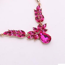 Load image into Gallery viewer, Ladies Innovative Novel Fashion Wreath Diamond-shape Necklace Earrings Jewelry Set(Rose Red) - Mega Discount Store Ghana