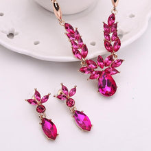 Load image into Gallery viewer, Ladies Innovative Novel Fashion Wreath Diamond-shape Necklace Earrings Jewelry Set(Rose Red) - Mega Discount Store Ghana