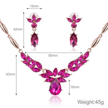 Load image into Gallery viewer, Ladies Innovative Novel Fashion Wreath Diamond-shape Necklace Earrings Jewelry Set(Rose Red) - Mega Discount Store Ghana