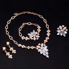 Load image into Gallery viewer, 4 PCS Fashion Diamond-shape Leaves Flowers Necklaces Rings Bracelets Earrings Jewelry Set(White) - Mega Discount Store Ghana