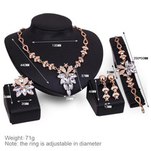 Load image into Gallery viewer, 4 PCS Fashion Diamond-shape Leaves Flowers Necklaces Rings Bracelets Earrings Jewelry Set(White) - Mega Discount Store Ghana