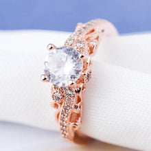 Load image into Gallery viewer, Fashion Micro-inlaid Zircon Engagement Ring Queen Aristocratic Temperament Couple Ring (Rose Gold) - Mega Discount Store Ghana