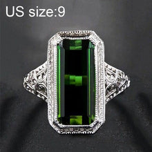 Load image into Gallery viewer, Ladies Natural Emerald Rhinestone Engagement Wedding Ring Party Queen Single Item (Silver+Emerald) - Mega Discount Store Ghana