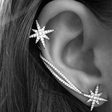 Load image into Gallery viewer, 1 Pair Ladies Simple Fashion Flash Asymmetrical Star Snowflake Ear Clips(Silver) - Mega Discount Store Ghana