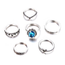 Load image into Gallery viewer, 6 PCS Women Simple Fashion Sapphire Letter Crown Heart-shaped Ring Set - Mega Discount Store Ghana