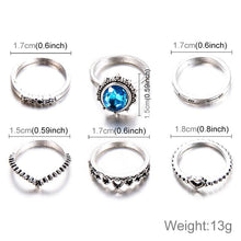 Load image into Gallery viewer, 6 PCS Women Simple Fashion Sapphire Letter Crown Heart-shaped Ring Set - Mega Discount Store Ghana