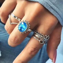Load image into Gallery viewer, 6 PCS Women Simple Fashion Sapphire Letter Crown Heart-shaped Ring Set - Mega Discount Store Ghana