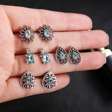 Load image into Gallery viewer, 4 Pairs Boho Style Sparkling Jewelry Sapphire-shape Earring Stud Set - Mega Discount Store Ghana