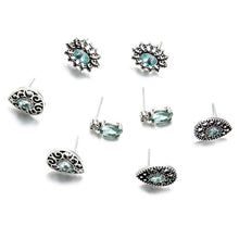 Load image into Gallery viewer, 4 Pairs Boho Style Sparkling Jewelry Sapphire-shape Earring Stud Set - Mega Discount Store Ghana