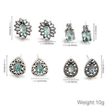 Load image into Gallery viewer, 4 Pairs Boho Style Sparkling Jewelry Sapphire-shape Earring Stud Set - Mega Discount Store Ghana