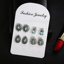 Load image into Gallery viewer, 4 Pairs Boho Style Sparkling Jewelry Sapphire-shape Earring Stud Set - Mega Discount Store Ghana