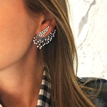 Load image into Gallery viewer, 1 PCS Women Diamond-shape Silver Flower Fan-sharped Asymmetric Stud Earrings - Mega Discount Store Ghana