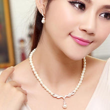 Load image into Gallery viewer, 3 in 1 Bridal Accessories Lady Classic Fashion Bead Earring Necklace Jewelry Set - Mega Discount Store Ghana