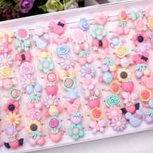 Load image into Gallery viewer, 100 PCS Children Cute Cartoon Resin Flower Animal Heart Bow-knot Ring, Frosted Surface - Mega Discount Store Ghana