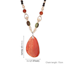 Load image into Gallery viewer, Women Classic Quaint Natural Chalcedony Accessories Long Agate Pendant Necklace, Orange Crack - Mega Discount Store Ghana