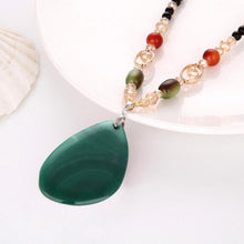 Load image into Gallery viewer, Women Classic Quaint Natural Chalcedony Accessories Long Agate Pendant Necklace, Dark Green Stripe - Mega Discount Store Ghana