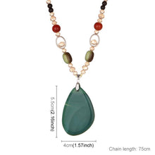 Load image into Gallery viewer, Women Classic Quaint Natural Chalcedony Accessories Long Agate Pendant Necklace, Dark Green Stripe - Mega Discount Store Ghana