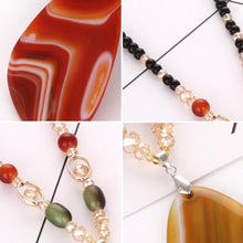 Load image into Gallery viewer, Women Classic Quaint Natural Chalcedony Accessories Long Agate Pendant Necklace, Dark Green Stripe - Mega Discount Store Ghana