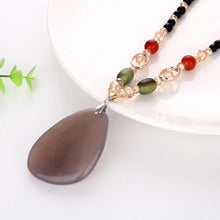 Load image into Gallery viewer, Women Classic Quaint Natural Chalcedony Accessories Long Agate Pendant Necklace, Transparent Grey - Mega Discount Store Ghana
