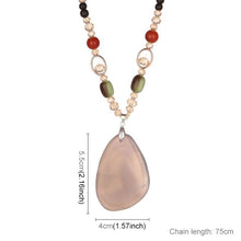 Load image into Gallery viewer, Women Classic Quaint Natural Chalcedony Accessories Long Agate Pendant Necklace, Transparent Grey - Mega Discount Store Ghana