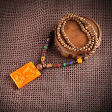 Load image into Gallery viewer, Ancient Oriental Animal Beast Long Necklace Ethnic Style Wenge Bodhi Wood Necklace, Square Style - Mega Discount Store Ghana