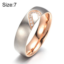Load image into Gallery viewer, Fashion Rhinestone Love Heart Splice Couples Ring Fine Titanium Steel Ring (Gold with Diamond) - Mega Discount Store Ghana