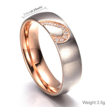 Load image into Gallery viewer, Fashion Rhinestone Love Heart Splice Couples Ring Fine Titanium Steel Ring (Gold with Diamond) - Mega Discount Store Ghana