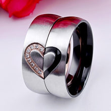 Load image into Gallery viewer, Fashion Rhinestone Love Heart Splice Couples Ring Fine Titanium Steel Ring (Gold with Diamond) - Mega Discount Store Ghana