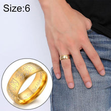 Load image into Gallery viewer, 8MM Beautiful Fashion Stainless Steel Muslim Script Islamic Teachings Ring {Gold} - Mega Discount Store Ghana
