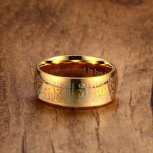 Load image into Gallery viewer, 8MM Beautiful Fashion Stainless Steel Muslim Script Islamic Teachings Ring {Gold} - Mega Discount Store Ghana