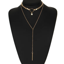 Load image into Gallery viewer, Simple Sexy Handmade Sequins Star Tassels Circle Clavicle Chain Long Pendant Double-layer Chain - Mega Discount Store Ghana