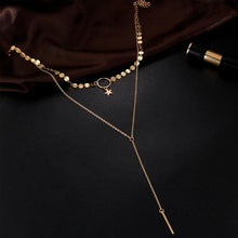 Load image into Gallery viewer, Simple Sexy Handmade Sequins Star Tassels Circle Clavicle Chain Long Pendant Double-layer Chain - Mega Discount Store Ghana