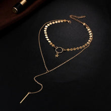Load image into Gallery viewer, Simple Sexy Handmade Sequins Star Tassels Circle Clavicle Chain Long Pendant Double-layer Chain - Mega Discount Store Ghana