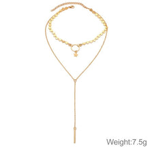 Load image into Gallery viewer, Simple Sexy Handmade Sequins Star Tassels Circle Clavicle Chain Long Pendant Double-layer Chain - Mega Discount Store Ghana